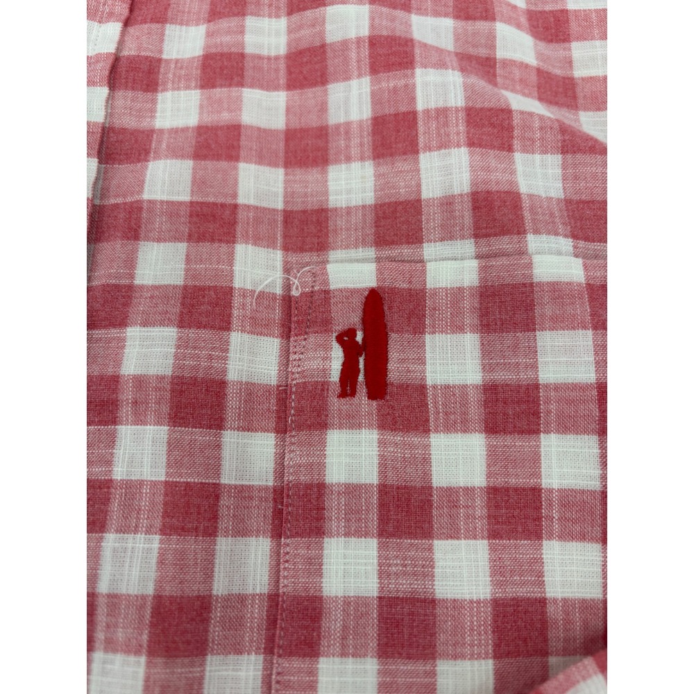 johnnie-O Hangin Out Mens Large Red White Gingham Button Down Shirt JMWL3140 - Picture 2 of 11